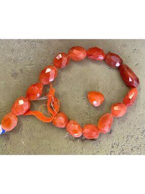Large Faceted Carnelian Loose Beads 20 - 33 mm in length 637.864 cts